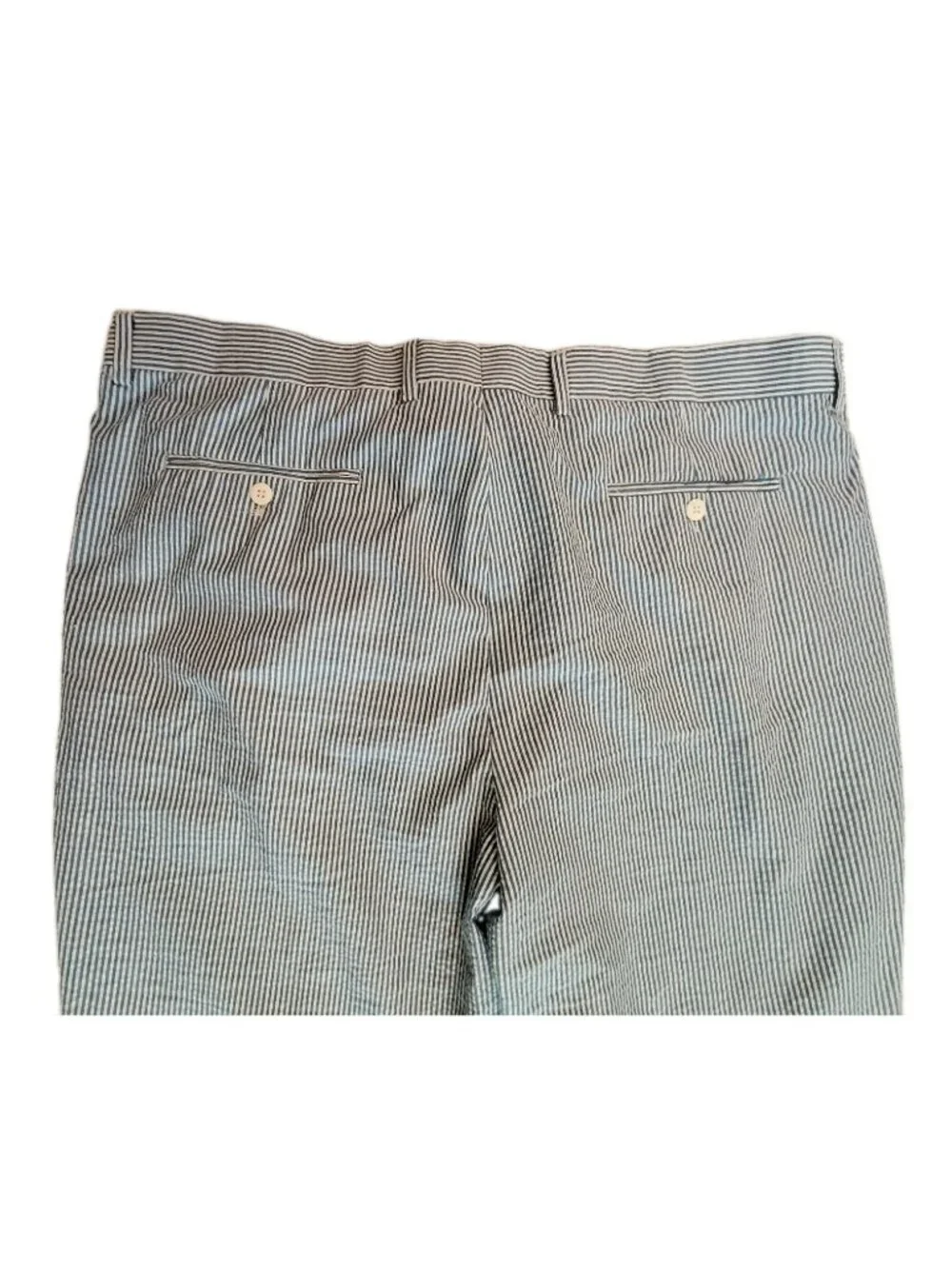 Linea Uomo Men Size 42X32 Pinstriped Cuffed Pants Blue/White